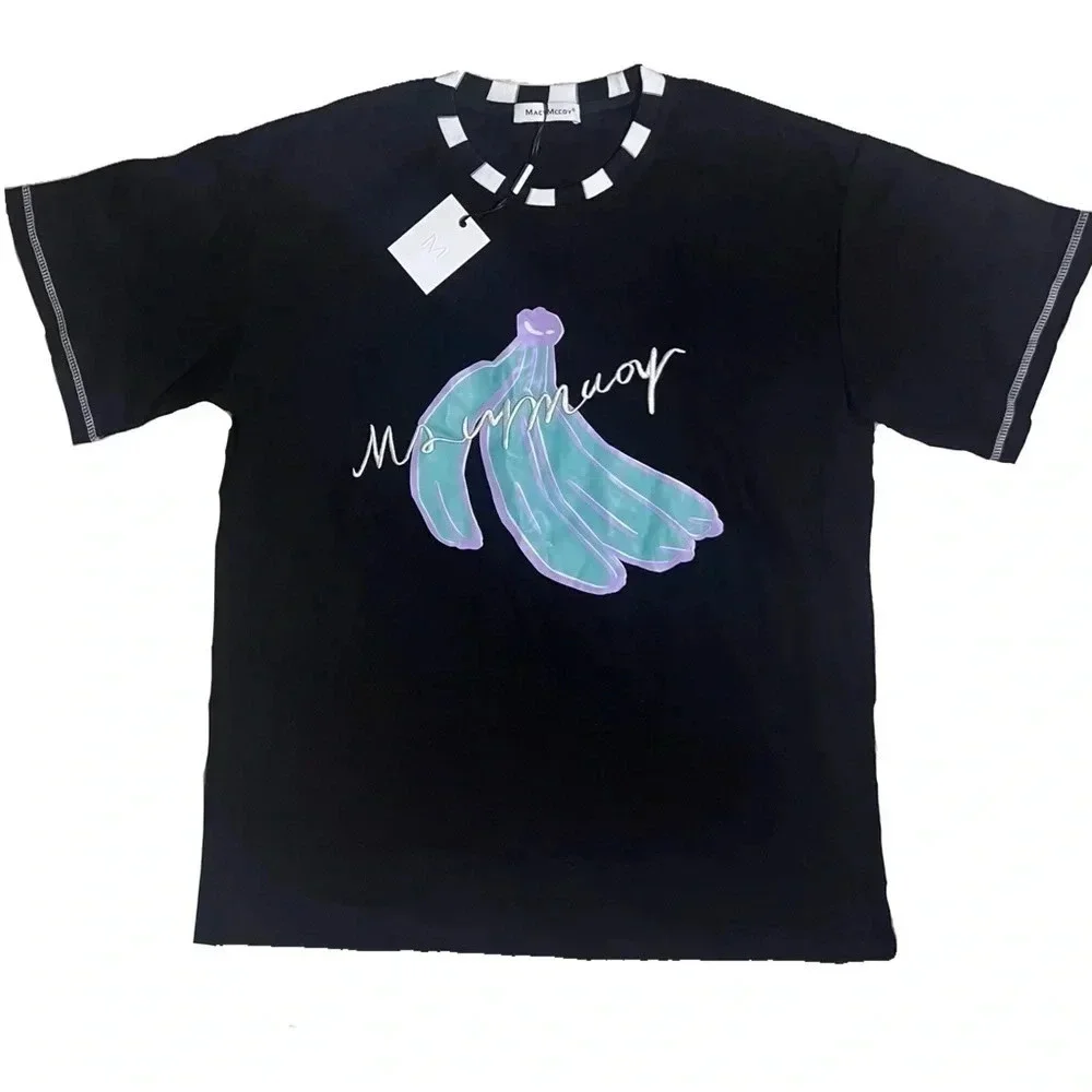 NWT MACYMCCOY Men’s Blue Banana Print Black T-Shirt